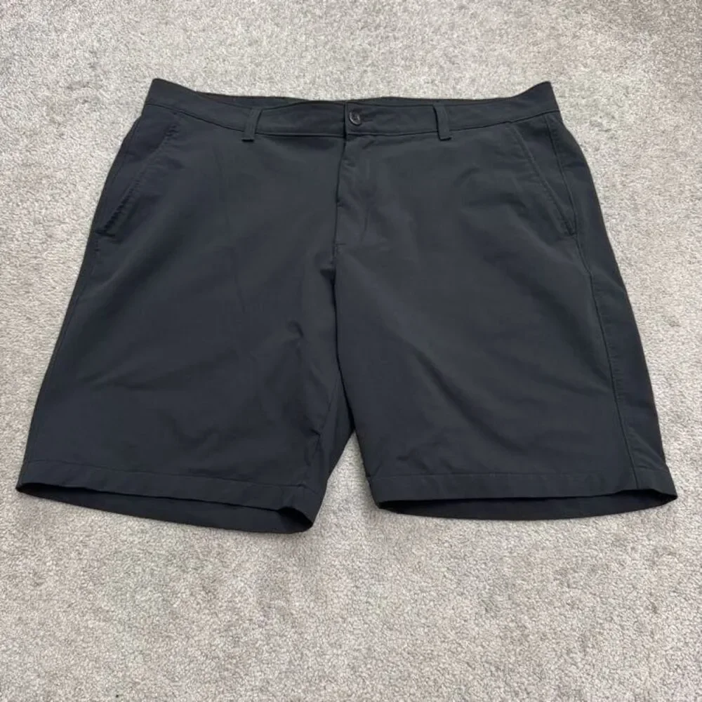 Under Armour Golf Performance Chino Shorts Mens 40 Black Flat Front Active Prep